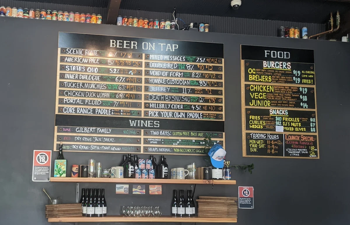 Menu, Mountain Culture Brewery - Katoomba