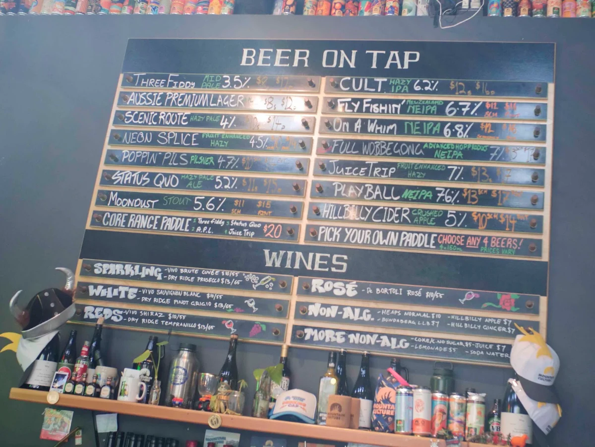 Menu, Mountain Culture Brewery - Katoomba