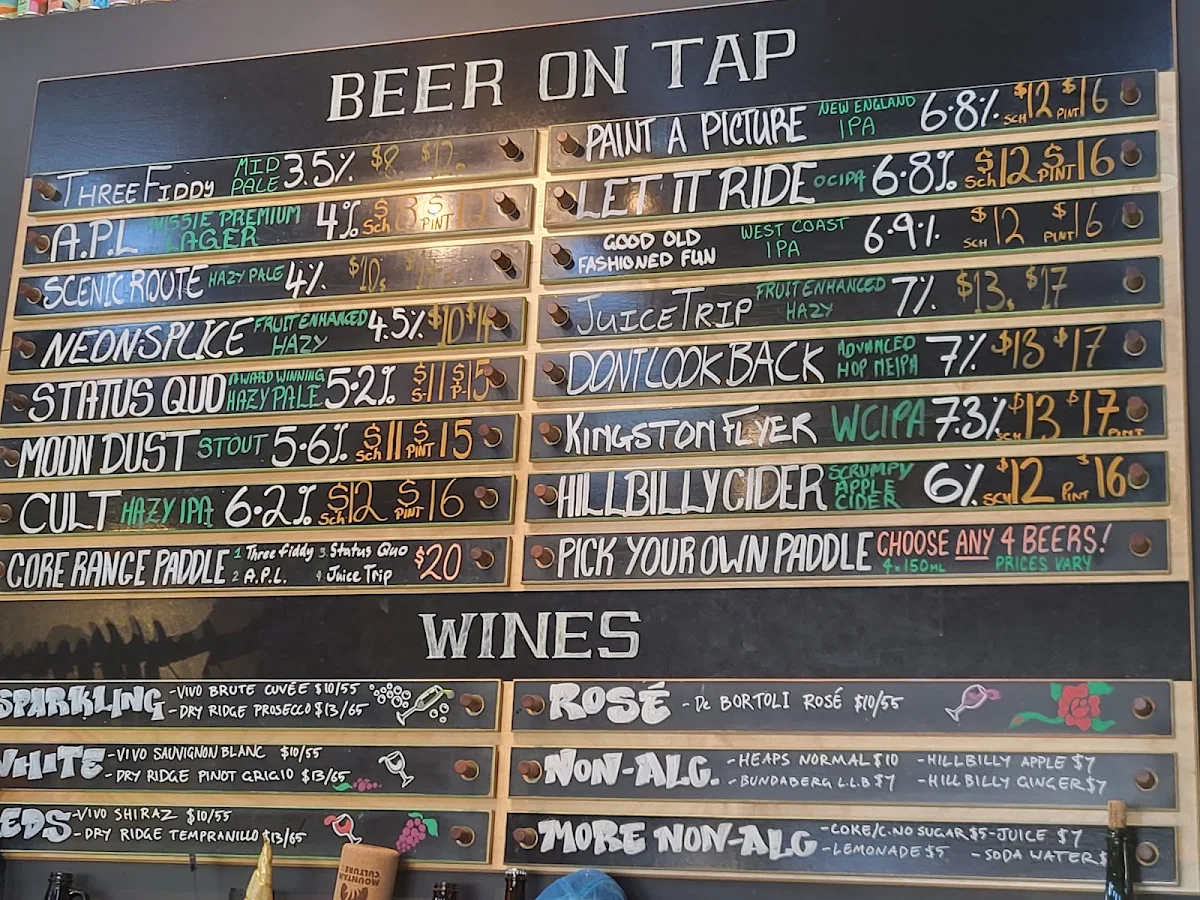 Menu, Mountain Culture Brewery - Katoomba