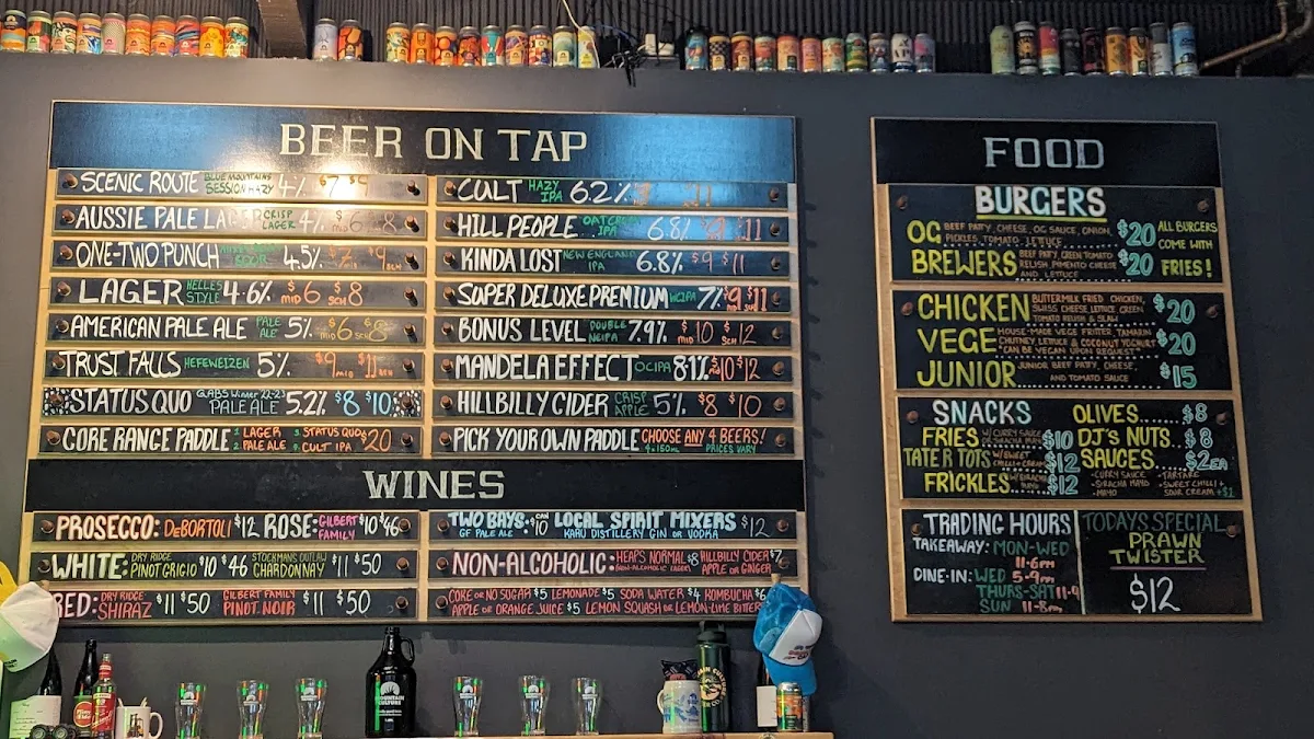 Menu, Mountain Culture Brewery - Katoomba