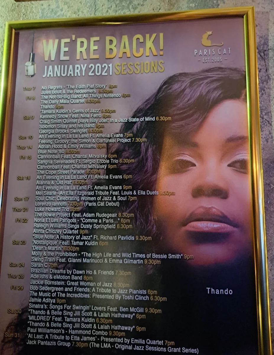 Menu, Paris Cat Jazz Club