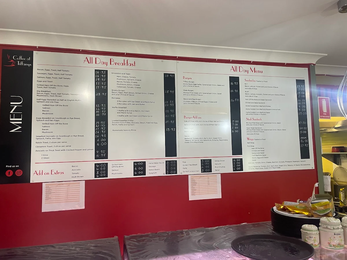 Menu, Coffee at Tiffanys