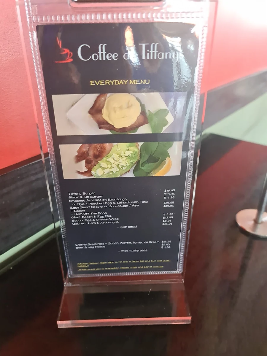 Menu, Coffee at Tiffanys