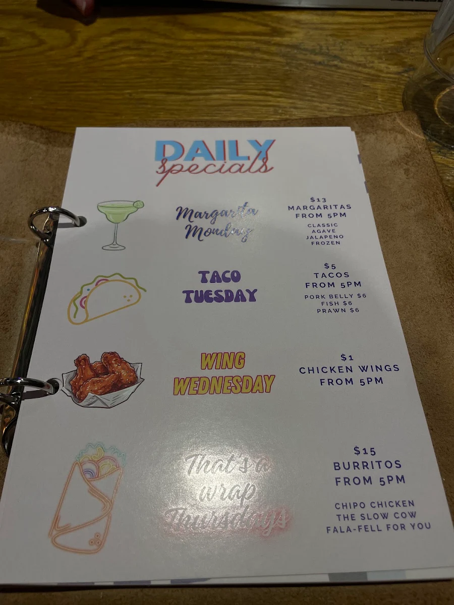 Menu, La Cabra Mexican Carnegie