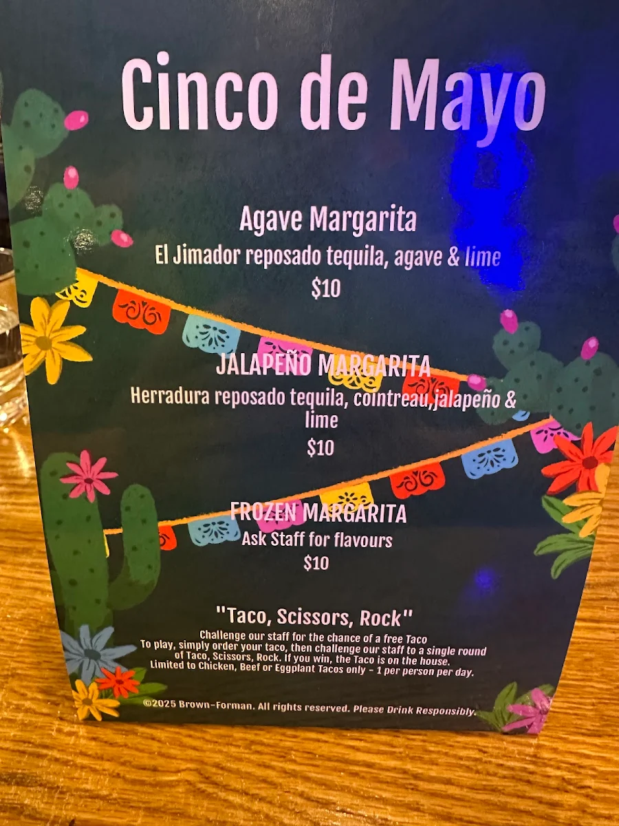 Menu, La Cabra Mexican Carnegie