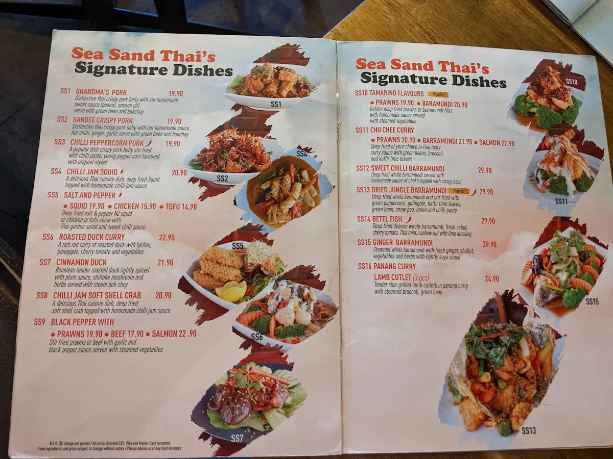 Menu, Sea Sand Thai