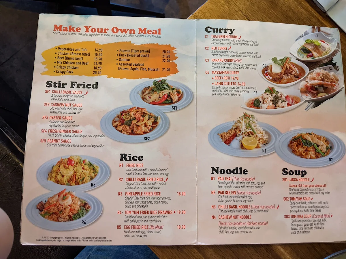 Menu, Sea Sand Thai