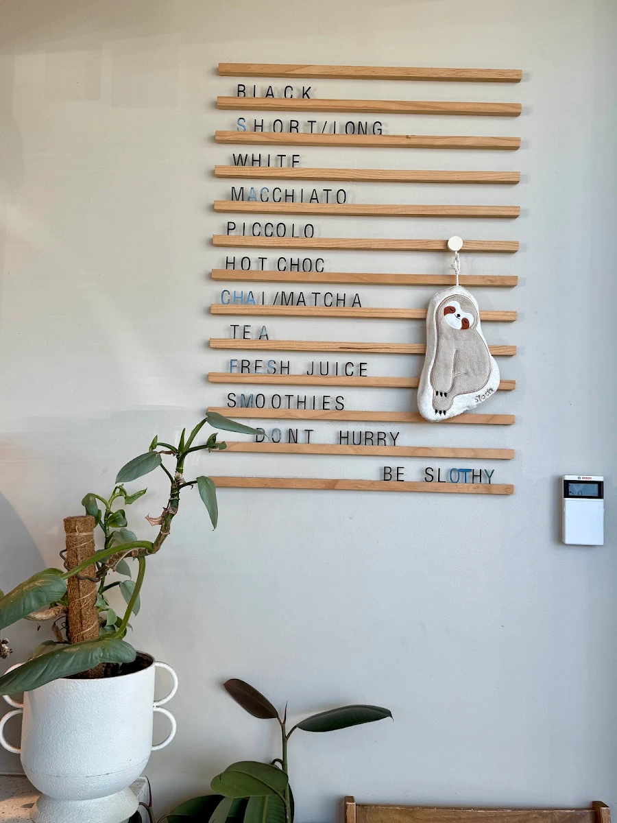 Menu, Sloth Cafe