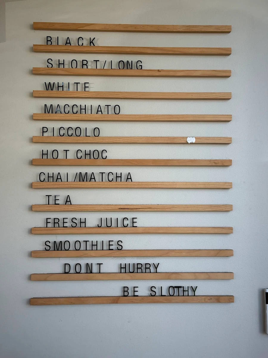 Menu, Sloth Cafe