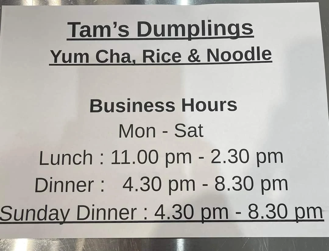 Menu, Tams dumplings