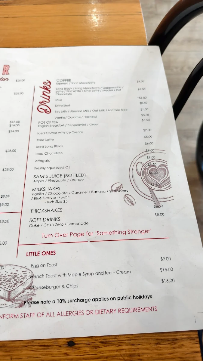 Menu, The Milkbar Shepparton