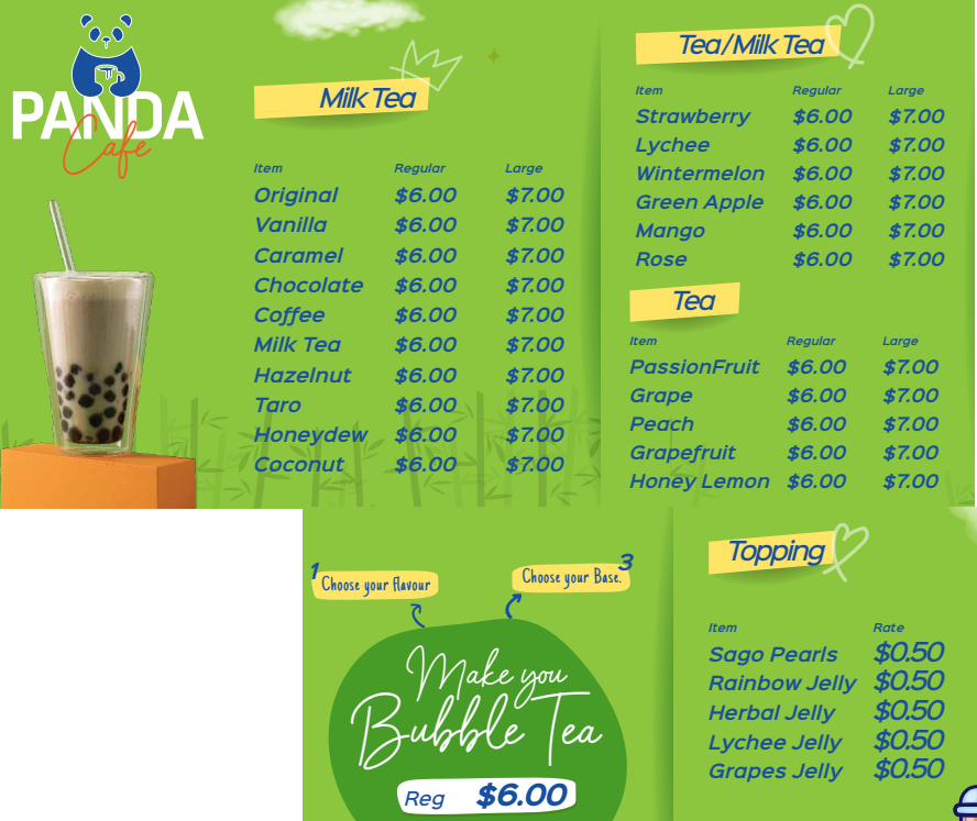 Menu, Panda Cafe Spencer Village