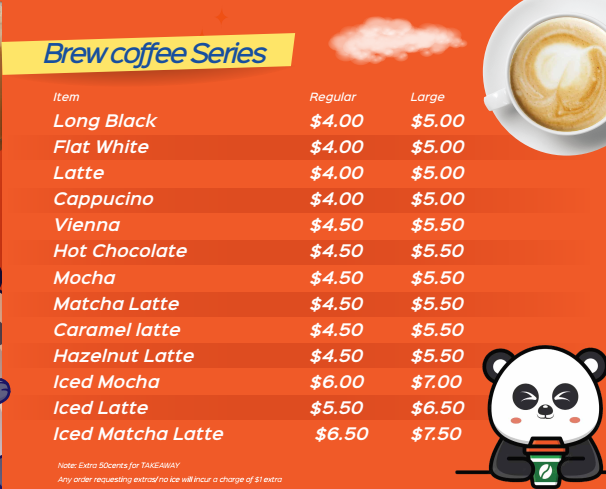 Menu, Panda Cafe Spencer Village