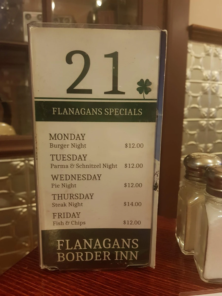 Menu, The Border Inn