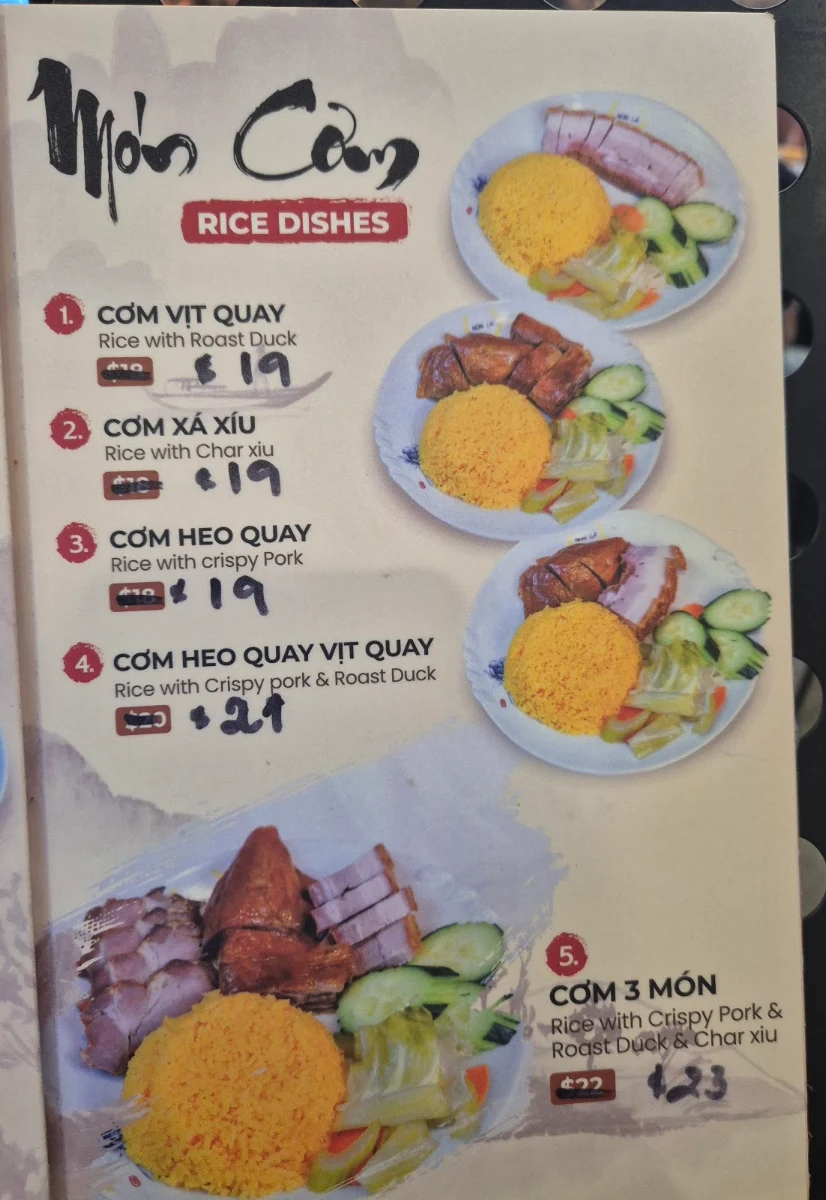 Menu, Non La Saigon