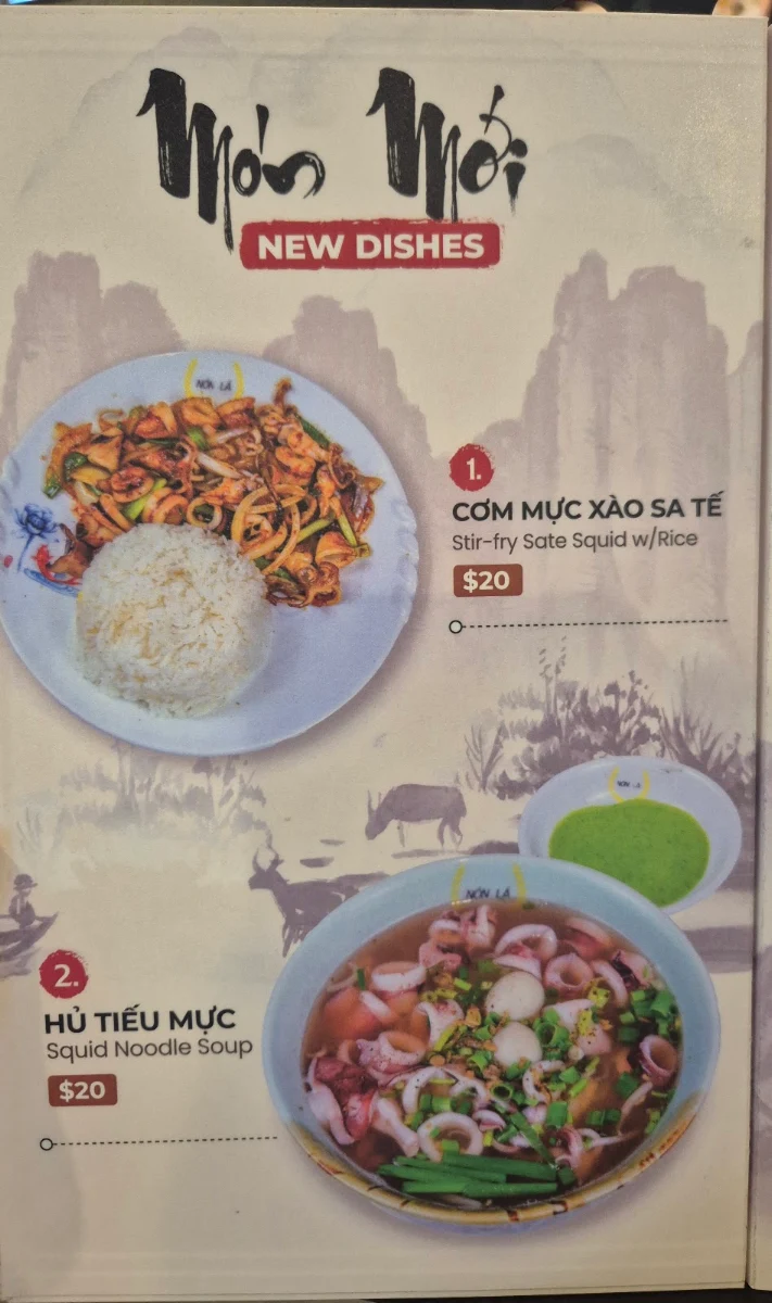 Menu, Non La Saigon