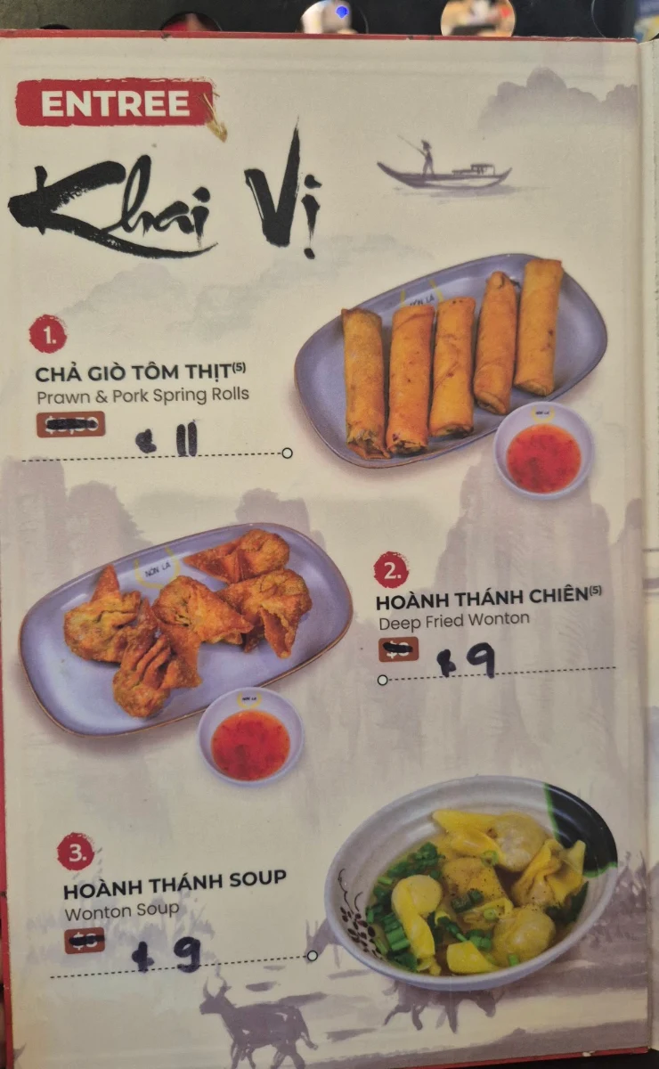 Menu, Non La Saigon