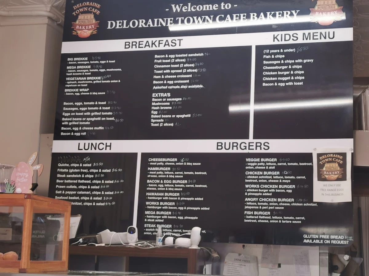 Menu, Deloraine Town Cafe