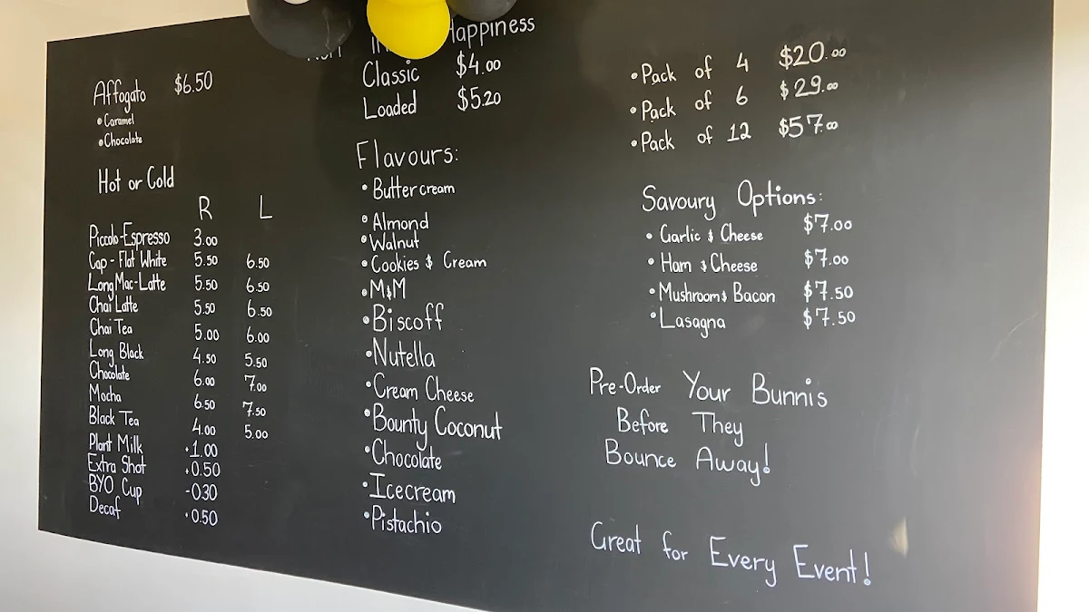 Menu, Bunni Beez