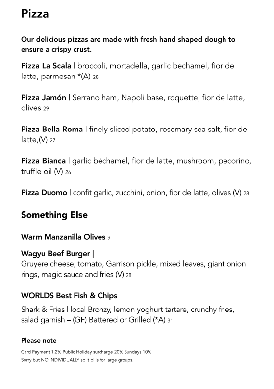 Menu, Garrison Restaurant & Bar