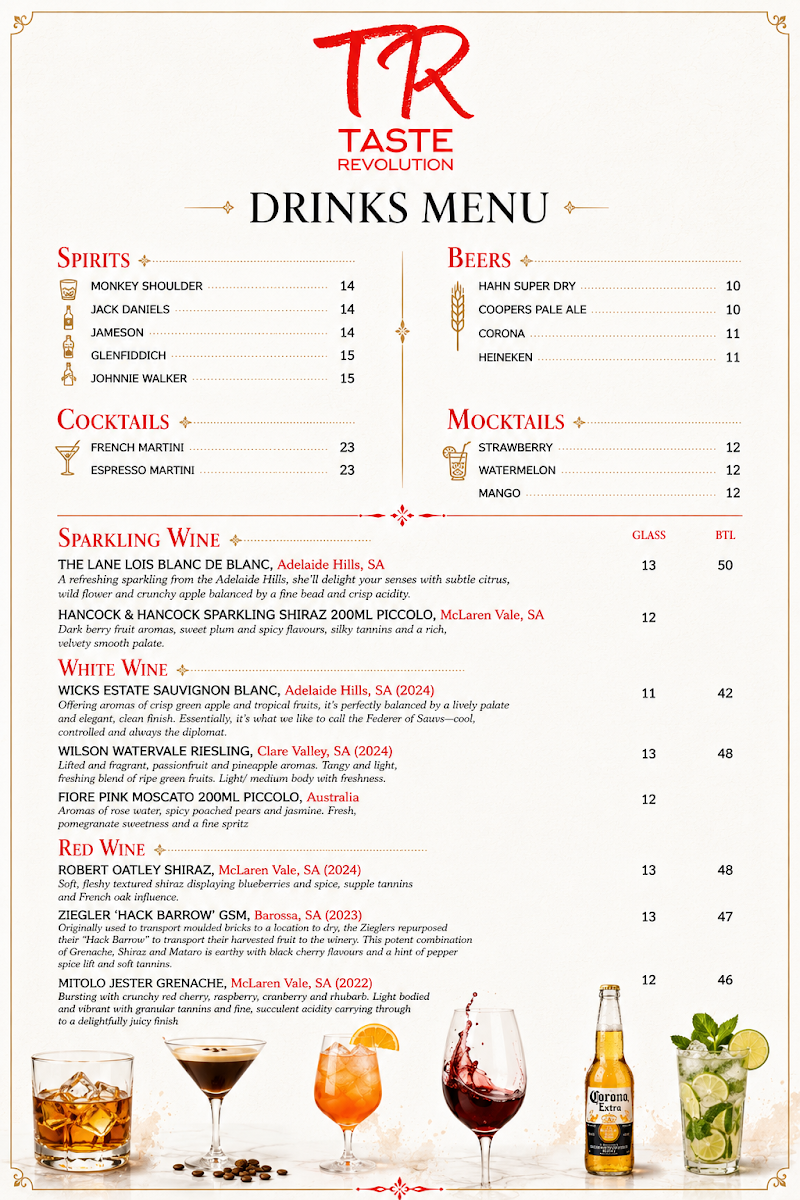 Menu, Taste Revolution