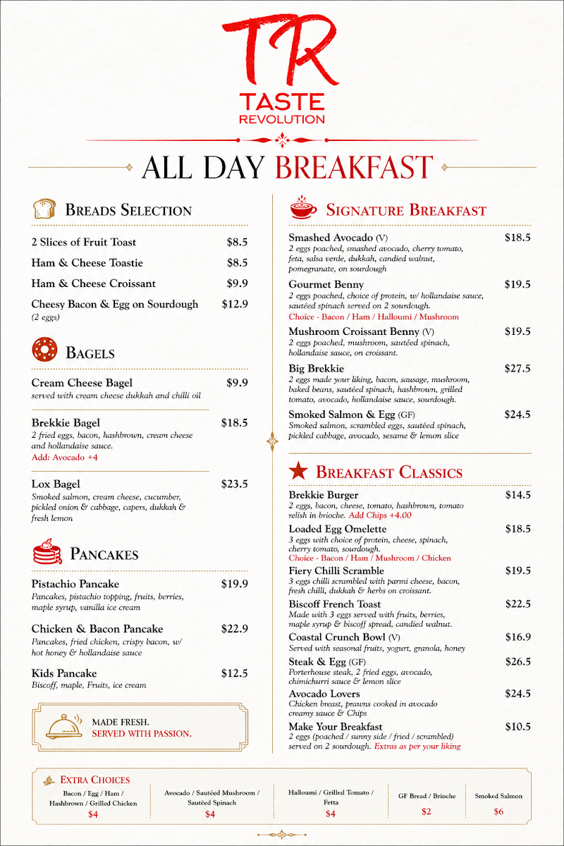 Menu, Taste Revolution