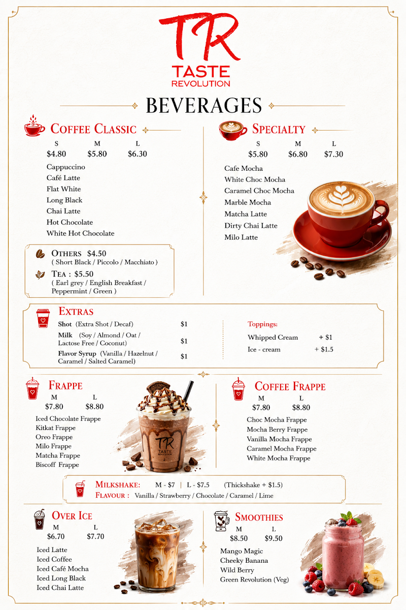 Menu, Taste Revolution