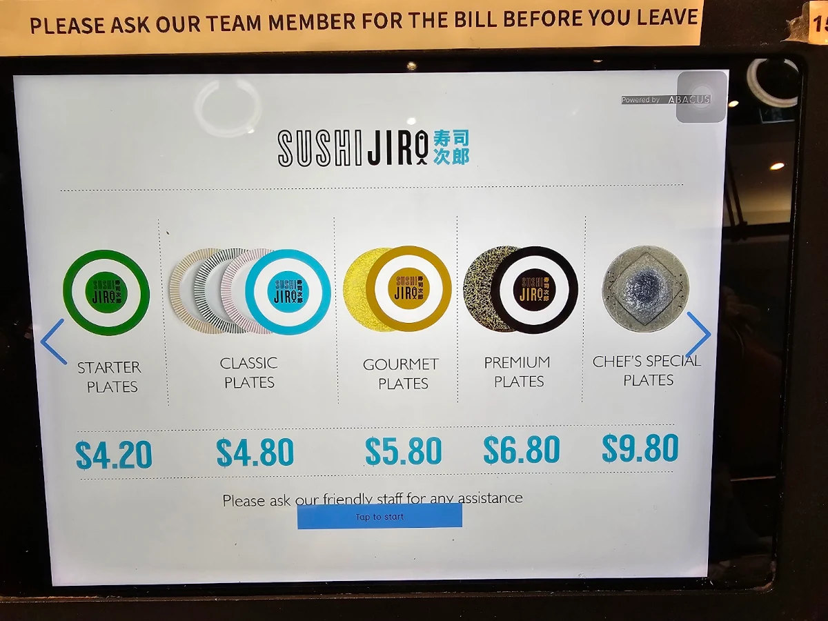 Menu, Sushi Jiro Northland