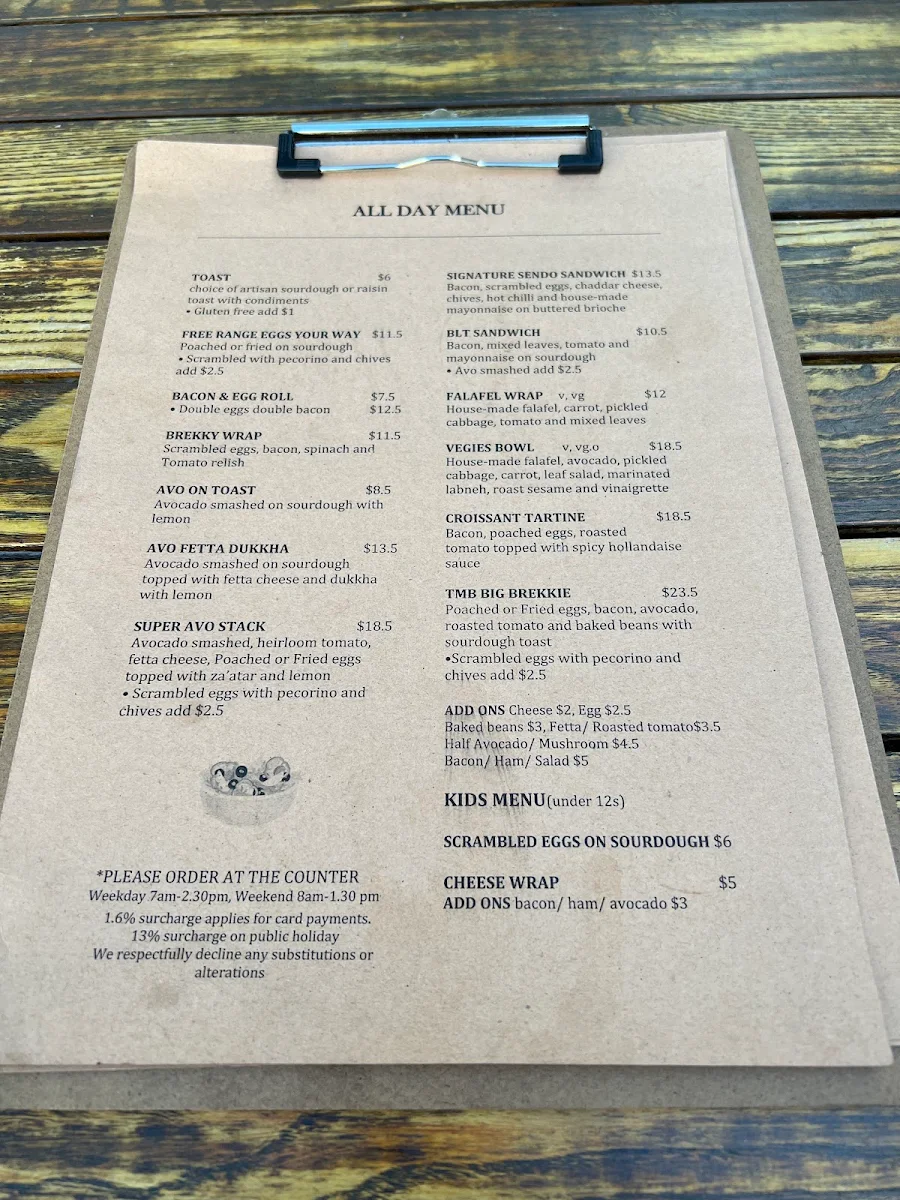 Menu, The Morning Blend Cafe