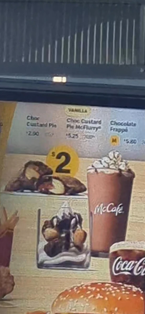 Menu, McDonald's Sippy Downs