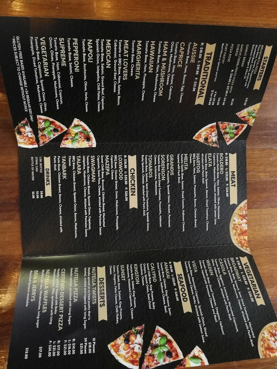 Menu, Certified Pizza St Marys
