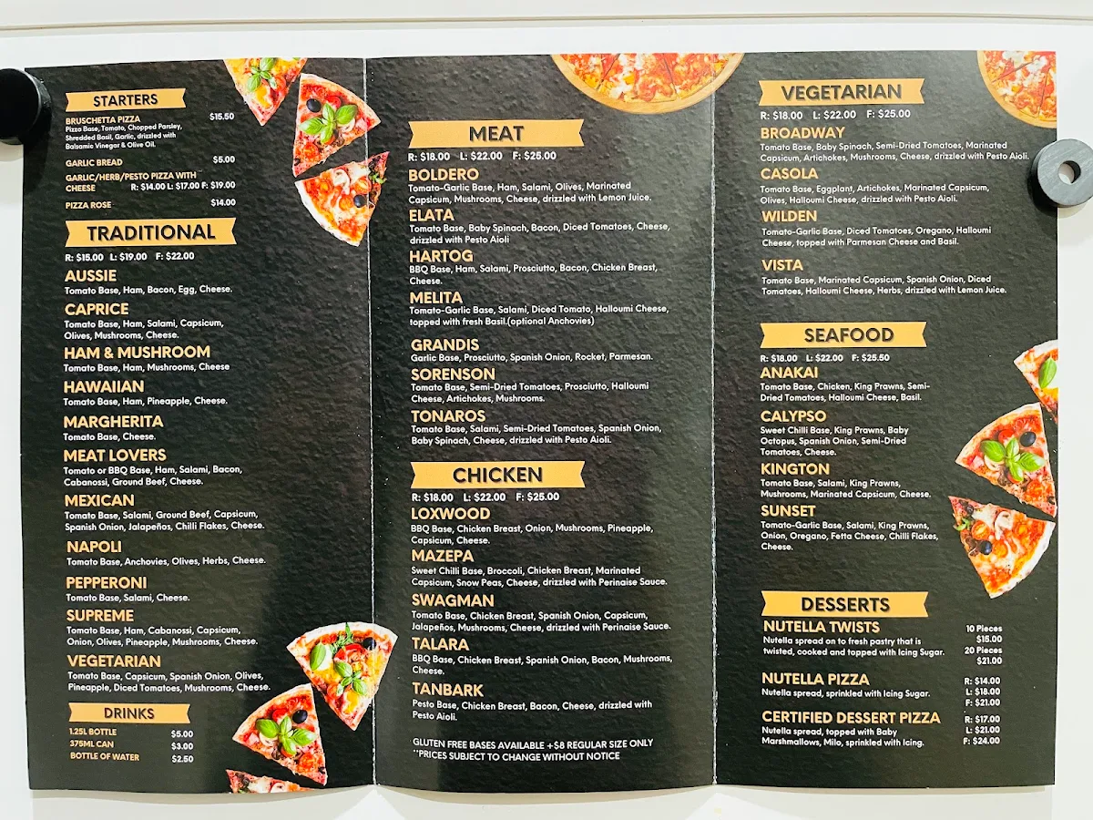 Menu, Certified Pizza St Marys