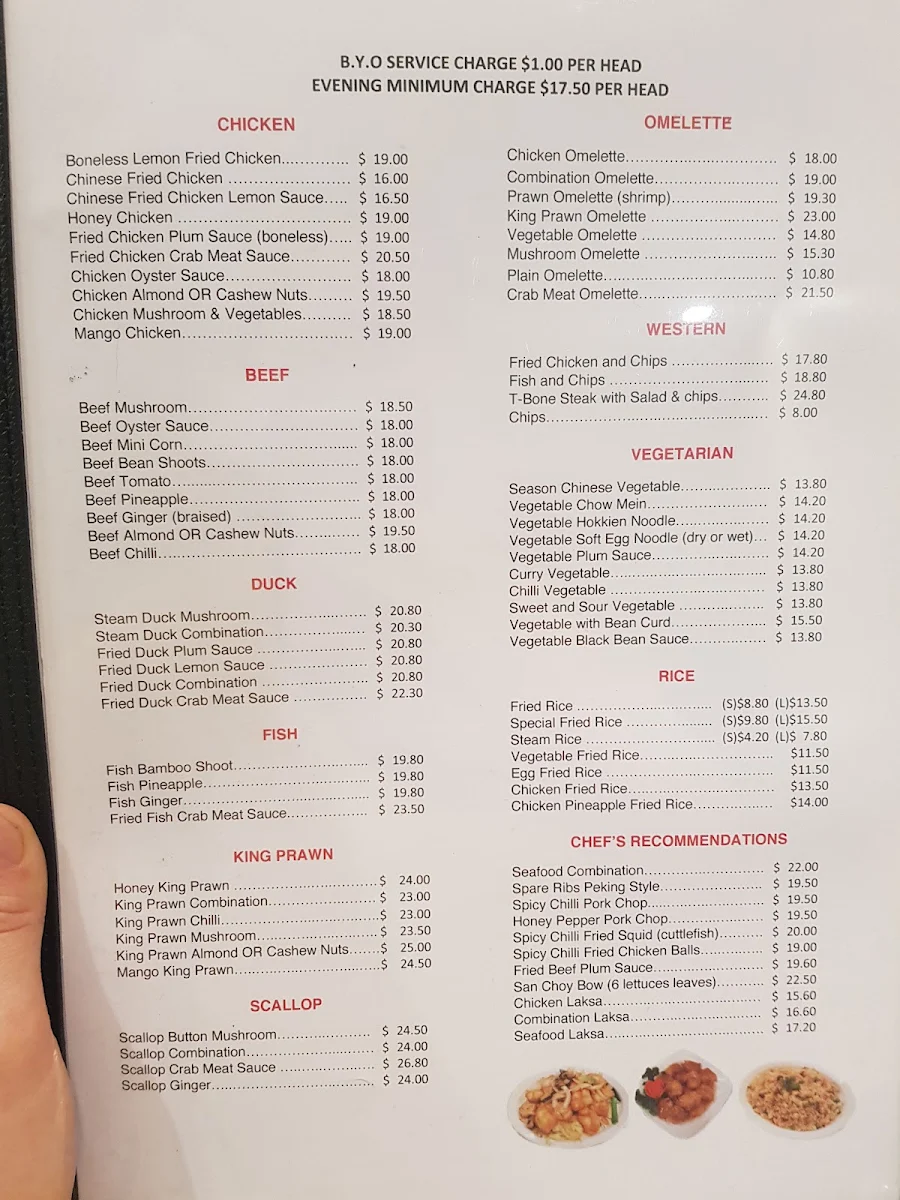 Menu, Commodore Chinese Restaurant & Takeaway