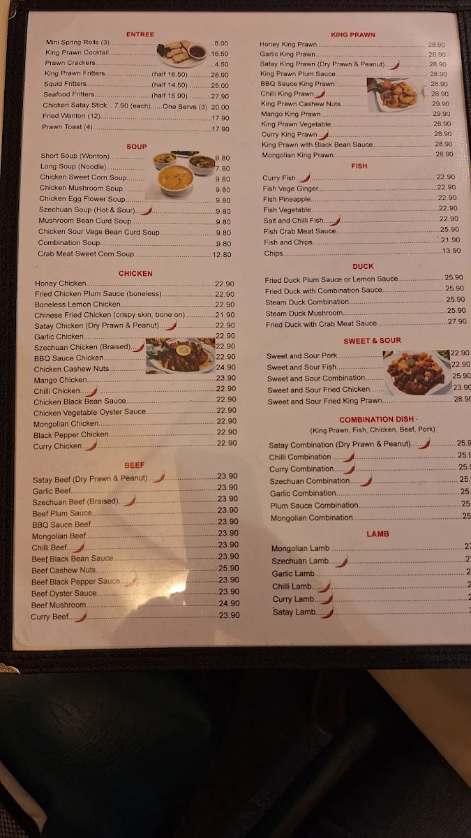 Menu, Commodore Chinese Restaurant & Takeaway