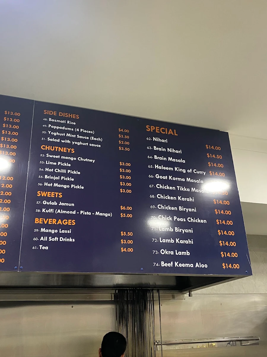 Menu, Faheem Fast Food Strathfield
