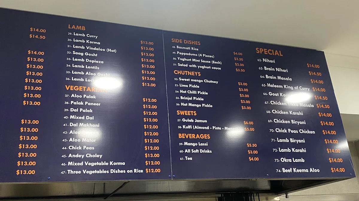 Menu, Faheem Fast Food Strathfield