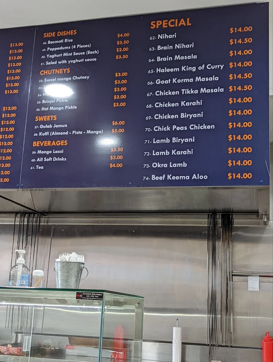 Menu, Faheem Fast Food Strathfield
