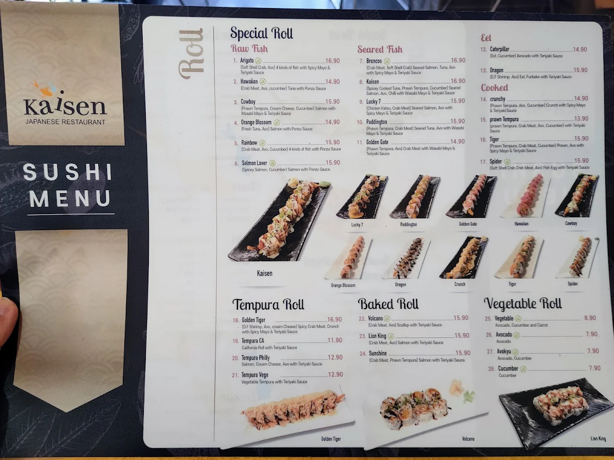 Menu, Kaisen Japanese Restaurant