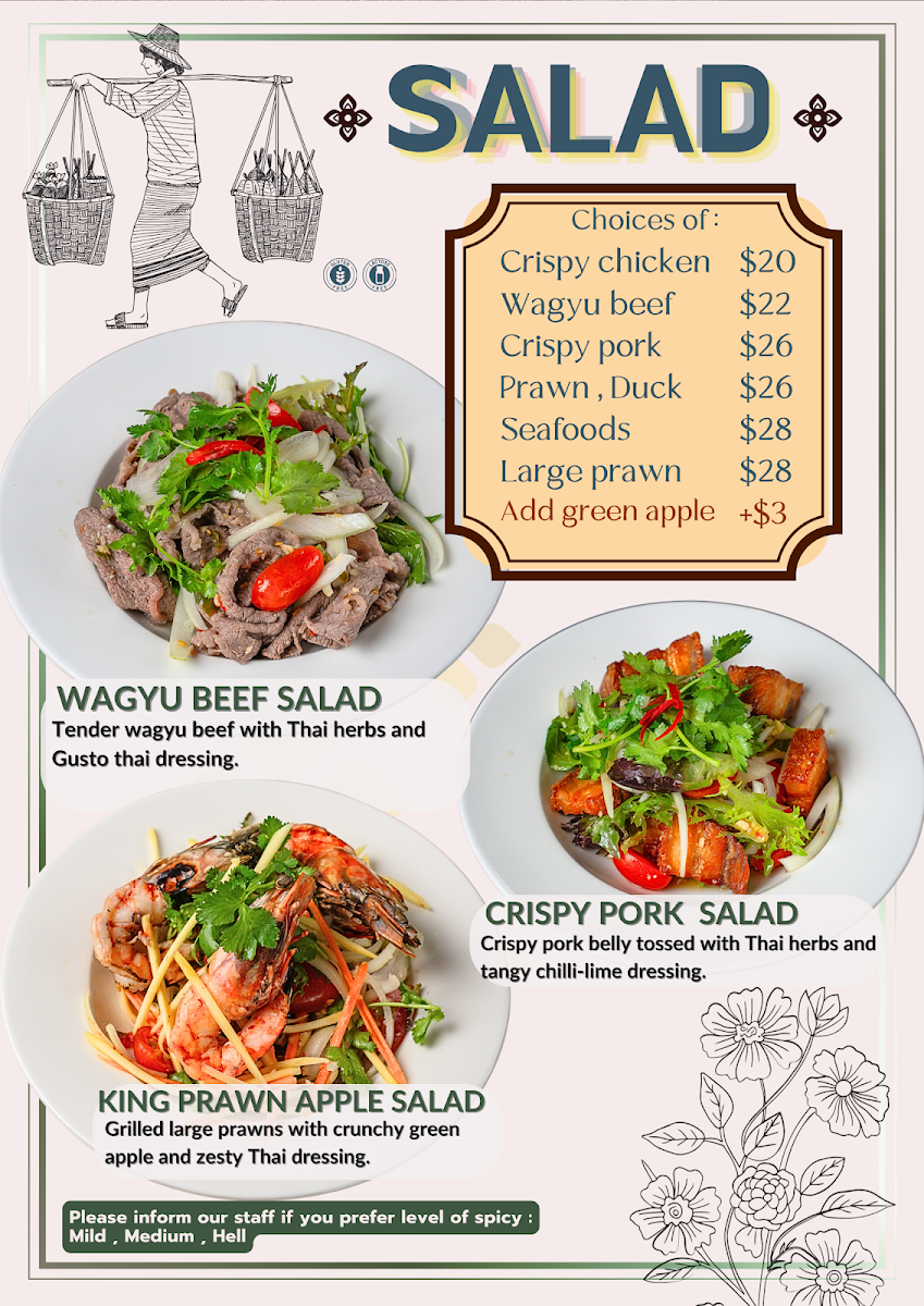 Menu, Gusto Thai Restaurant