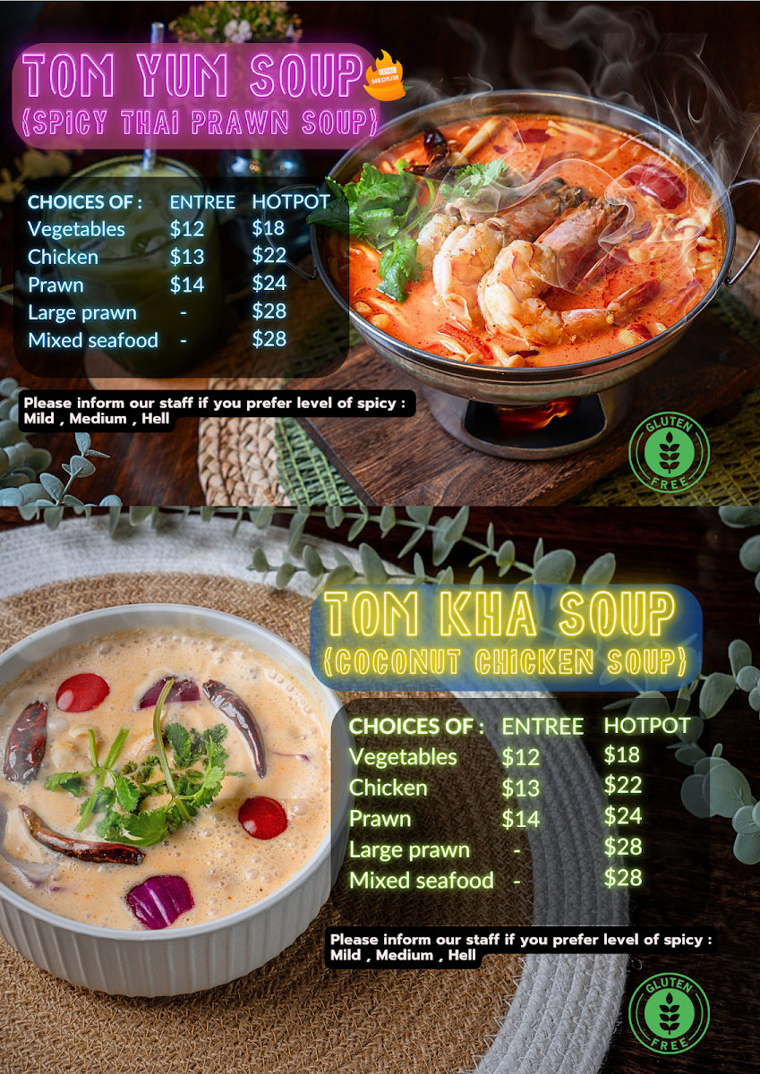 Menu, Gusto Thai Restaurant