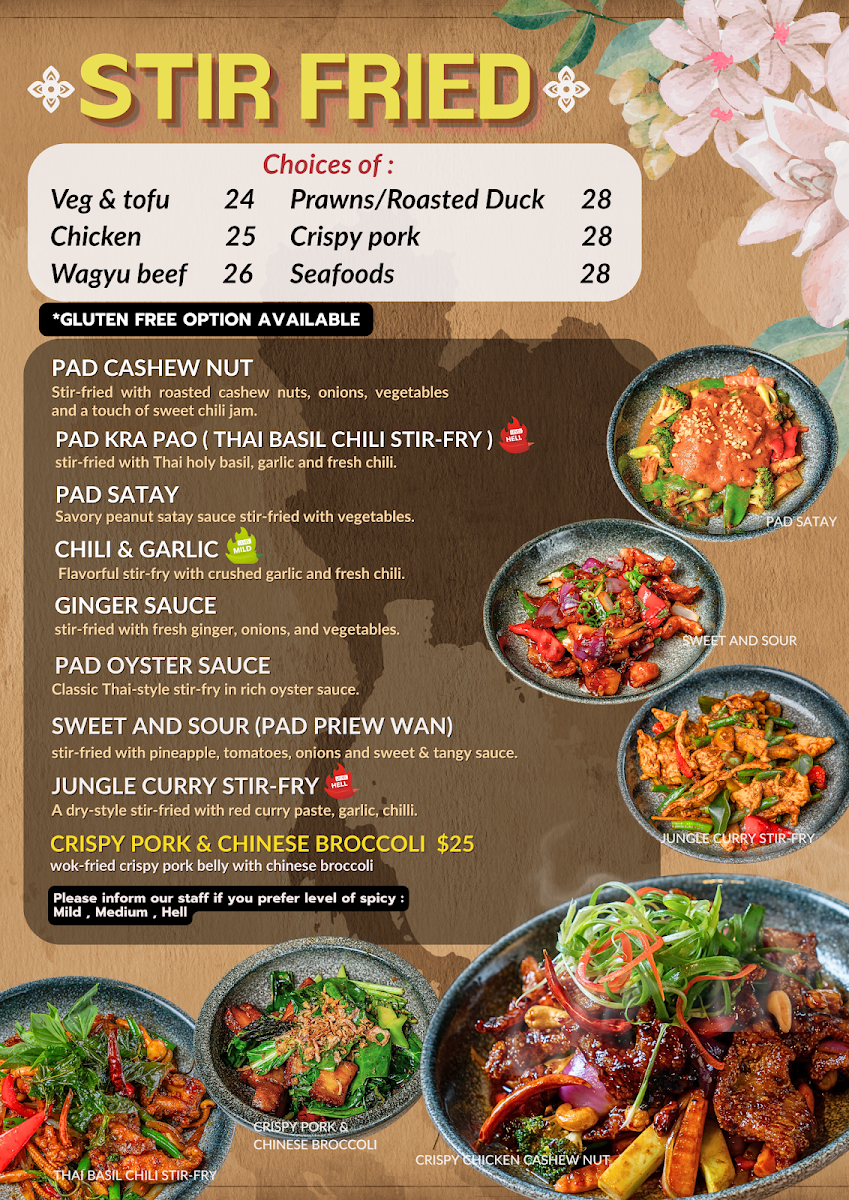 Menu, Gusto Thai Restaurant