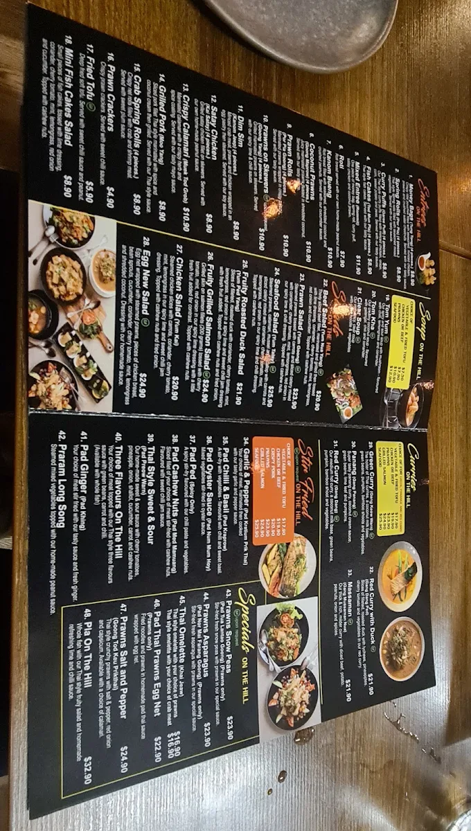 Menu, Thai on the Hill Robina
