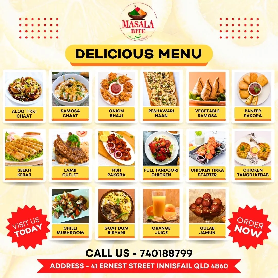 Menu, Masala Bite Innisfail
