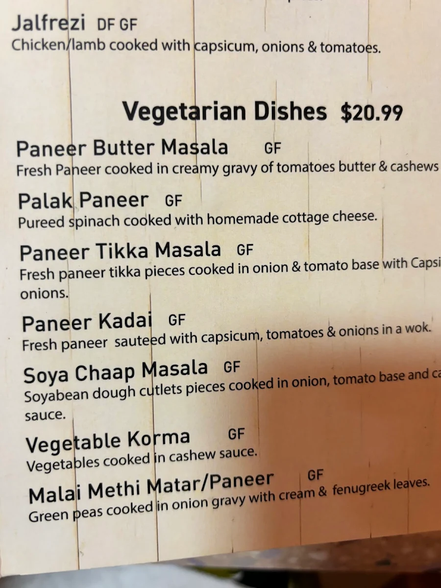 Menu, Masala Bite Innisfail