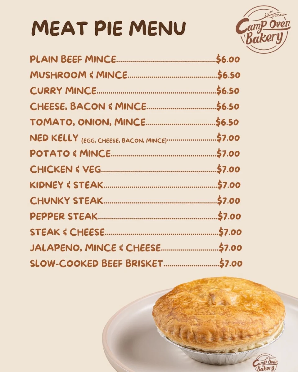 Menu, Camp Oven Bakery