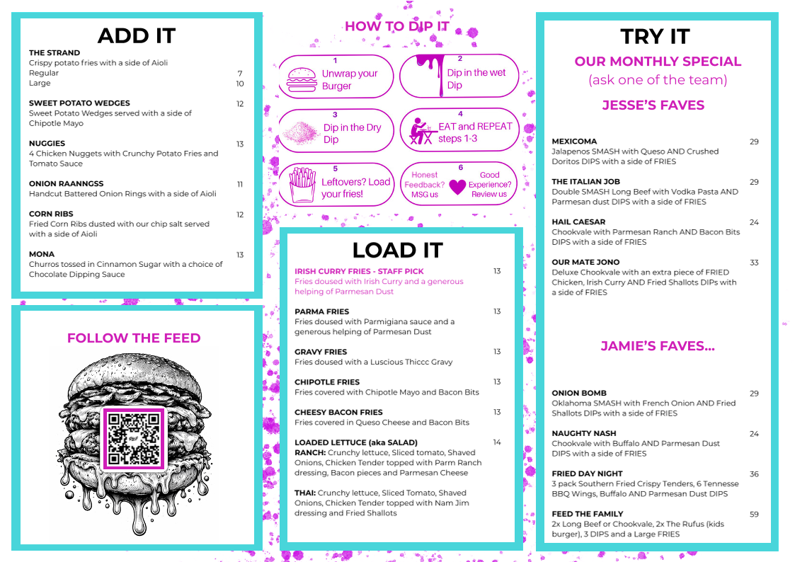 Menu, Dip It - Food Trailer Northern Beaches, Sydney