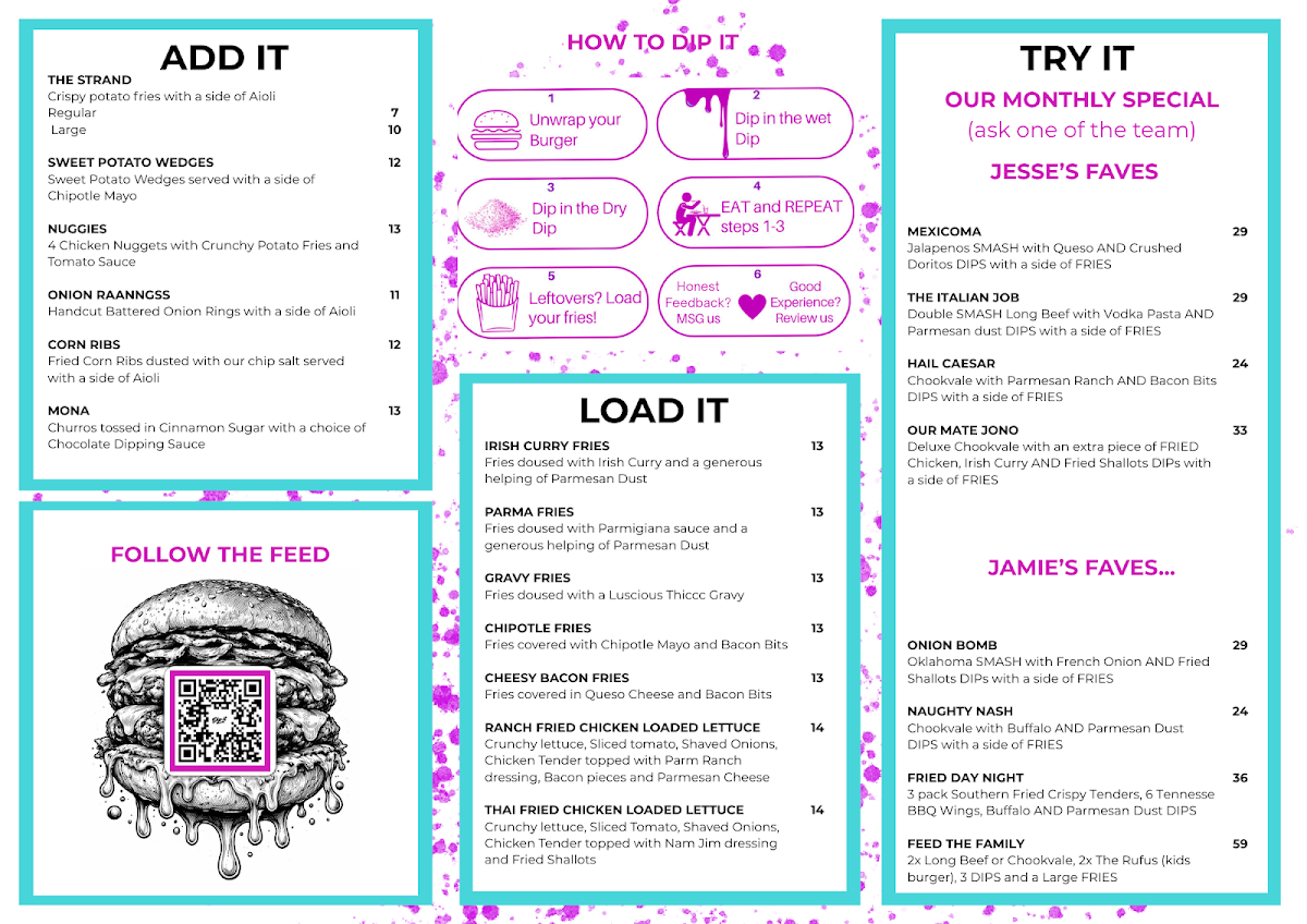 Menu, Dip It - Food Trailer Northern Beaches, Sydney