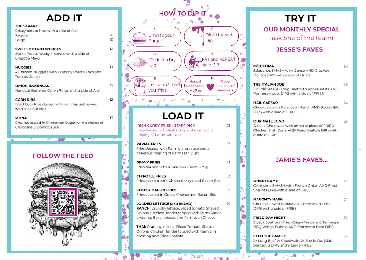 Menu, Dip It - Food Trailer Northern Beaches, Sydney