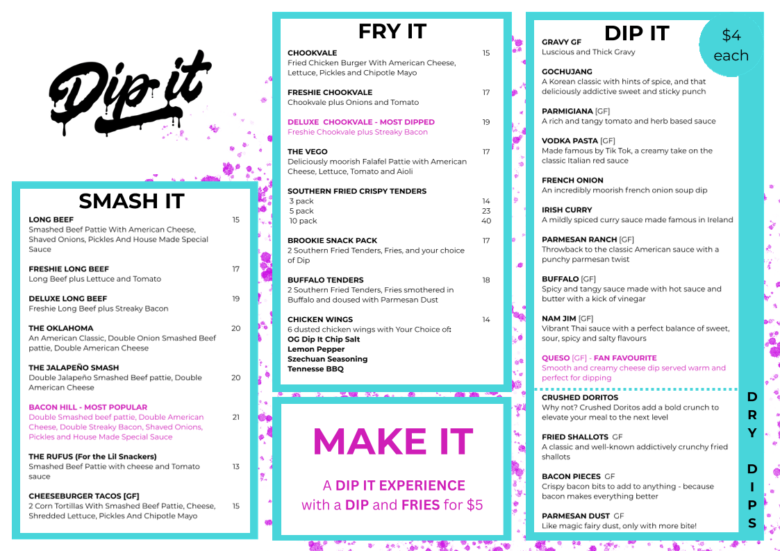 Menu, Dip It - Food Trailer Northern Beaches, Sydney