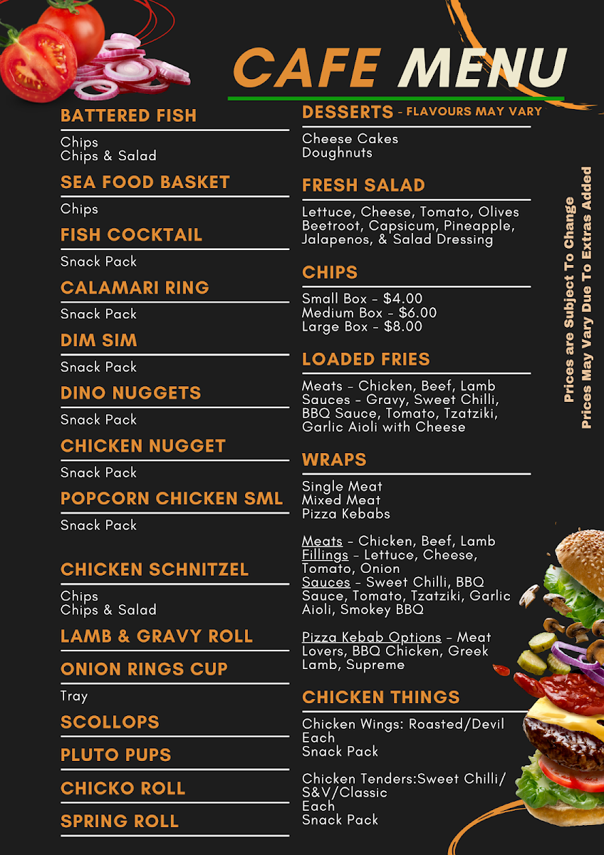 Menu, Condo Pizza Bar